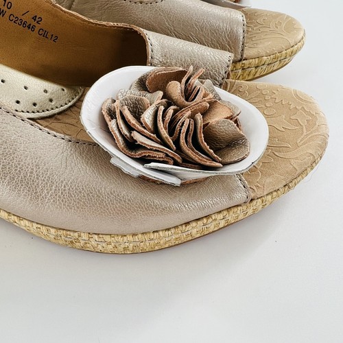 BOC Born 10 M Metallic Leather Flowers Slingback Platform Wedge Sandals New - Picture 3 of 13