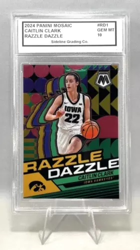 Caitlin Clark Graded Gem Mint 10 2024 Panini Mosaic #RD1 Razzle Dazzle
