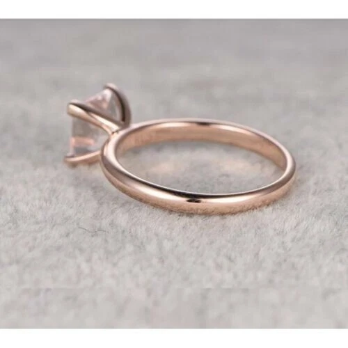 2Ct Princess Peach Morganite Lab-Created Solitaire Ring In 14K Rose Gold Plated - Image 4 of 4