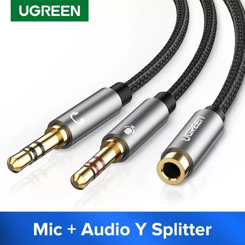 3.5mm Female to 2 Male Jack Headphone Headset Microphone Y Splitter Audio  Cable