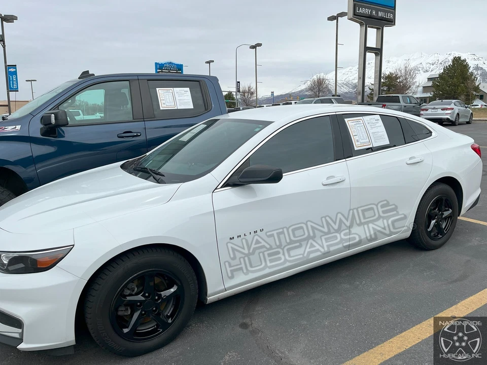 Tapacubos tapacubos tapacubos de aleación 4 aptos Chevy Malibu LS 2016-2018 negro 16" Foto 3 de 4