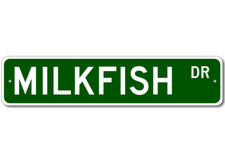 Milkfish Fish Sign Metal Wall Decor Fishing Street Sign - Aluminum