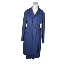 M2057 By Maria Pinto Trench Coat Women's Xl Belted In Navy Blue