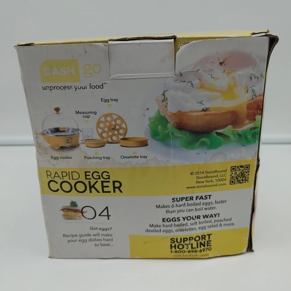 Dash Rapid Egg Cooker 6-Capacity Electric Yellow Open Box with Packaging