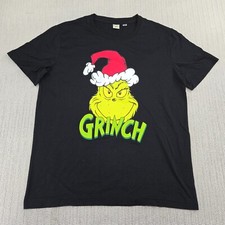 Dr Seuss The Grinch Shirt Mens Large Black Short Sleeve Graphic Christmas