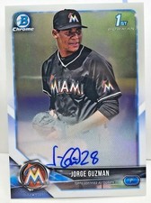 Jorge Guzman 2018 Bowman Chrome Prospect Autograph Auto - MIAMI MARLINS