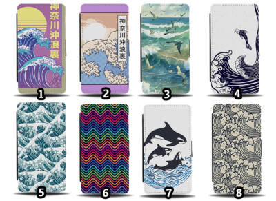 Waves Flip Geldbörse Etui Welle Ozean Ozeane Meer japanischer Anime Japan Stil Look Fu