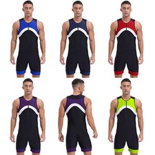 Men's Swimsuit Athletic Jumpsuit Sleeveless Swimwear Rashguard Leotard Boyleg