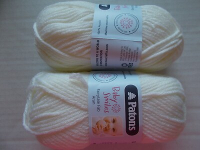 Patons Baby Smiles Fairytale Fab Aran yarn, Natural, lot of 2 (110 yds each)