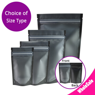 Mult-Sizes Matte Clear Front Black Inside&Back Mylar Stand Up Zipper Bag M44