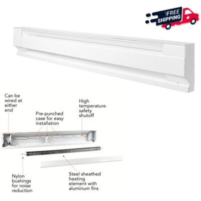 1250W 5-foot Electric Baseboard Heater Convection Heating Home Durable White NEW