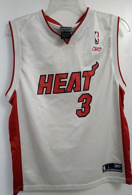 Reebok Miami Heat Dwyane Wade Jersey #3 White & Red  Men's Size 14-16