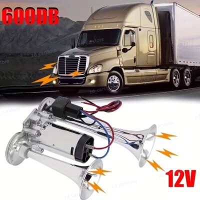 Air Train Horn Kit for Truck Car Super Loud 600DB 12V Electric Trains Horns US