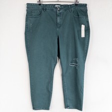 Ava  Viv Jeans Size 26W Green High Rise Skinny Cotton Blend Stretch Distressed
