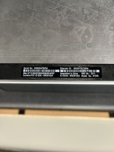 Apple iMac A1225 2008 24" Model # A1225, Serial # W88324PBZE4 - Picture 7 of 9
