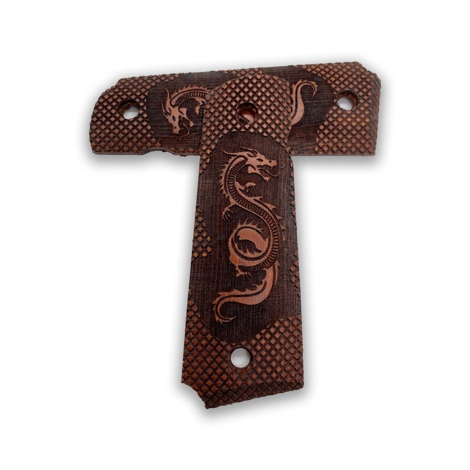ZIB GRIPS 1911 Pistol Grips - Beech Wood With Brass Logo, Fits Government/Commander Models