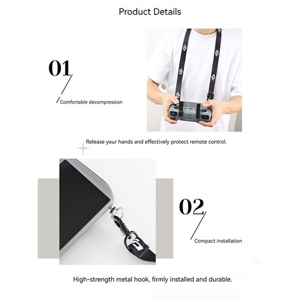 Tracolla Lanyard Grigia Per Telecomando DJI: Compatibile Con Mini 4 Pro, Mini 3, Air 2/2S, E Controller RC Pro, RC 1, RC 2