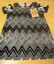 Appaman Girl’s 3T Holiday / Party Dress Black Stripes, Cap Sleeve, Zips, NWT