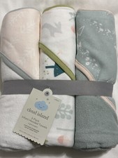 Cloud Island 3-pack Infant Hooded Towels Baby Girl SWEET WOODLAND new 4963