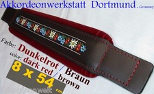 8 x 54 cm Dunkelrot, Akkordeon Bassgurt, Riemen, Folk - accordion bass strap