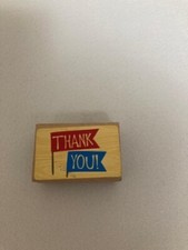 Rubber Stamp - Thank You - Flags -Cute Stamp - Large Size