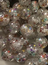 Stars And Glitter Glow In The Dark 16 Mm Bead
