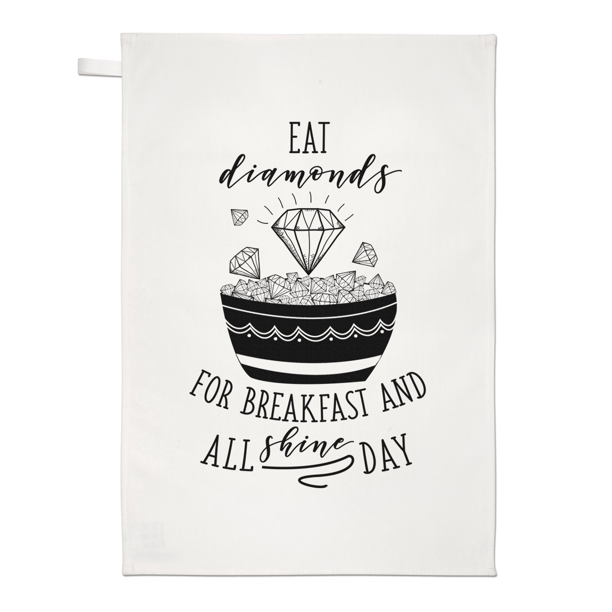 Eat Diamonds For Breakfast Tea Towel Dish Cloth - Inspirational Quote Girls