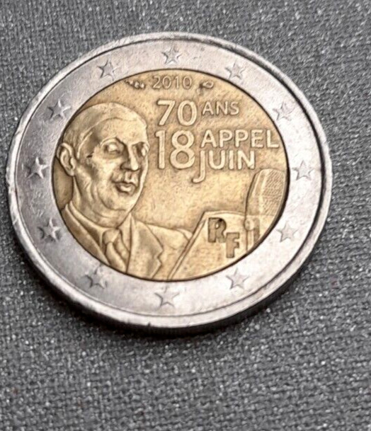 FRANCE CHARLES DE GAULLE PIECE COMMEMORATIVE  2010 70 ANS APPEL DU 18 JUIN