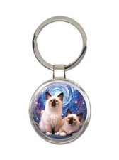 Cat : Gift Round Keychain Esoteric Cute Funny Pet Animal Feline Pets Lover