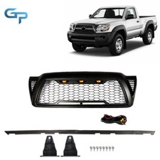 Fit For Toyota Tacoma 2005-2011 Black Front Bumper Grille With 3 Led Lights