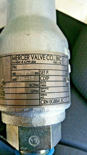 MERCER VALVE CO. VALVOLA MOD # 70 PSI PN 81- 12151V36G11 NUOVA - Foto 2 di 11