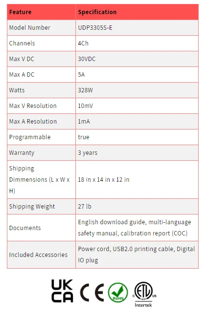 UNI-T UDP3305S-E 4Ch 328W 30V/5A Advanced Programmable DC Power Supply IN-STOCK - Image 4 of 4