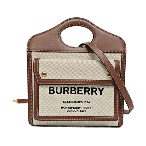 BURBERRY Pocket Handbags Cloth White Free Shipping | Duties Paid