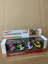Hot Wheels Mario Kart Vehicle 4-Pack (Mario, Luigi, Dry Bones, Donkey Kong) NEW