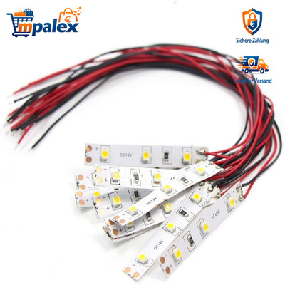 Modellbahn Hausbeleuchtung 10 Stück 3-LED 5cm Warmweiß Spur H0 Kabel 40cm