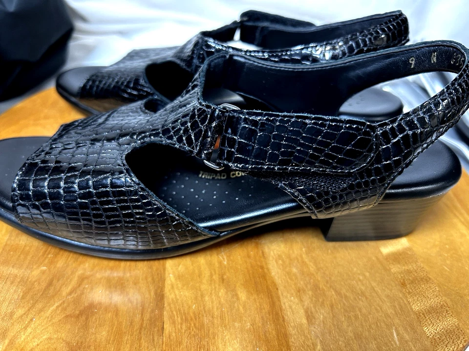 SAS Tripad Comfort Sunttimer 黑色 Croc 漆皮凉鞋女式 9 W 码 — 第 4/4 张图片