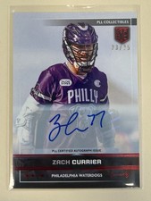 2024 PLL Fieldside - 14 ZACH CURRIER Auto Red Foil Stamp /25