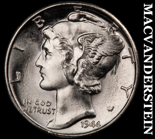 1944-S Mercury Dime- FSB- Silver- Super Choice Gem Brilliant Unc+++++ #J4749