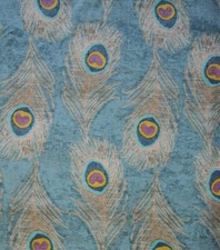 2 Yards Peacocks Feathers Cotton Quilting Fabric 73" X 44"