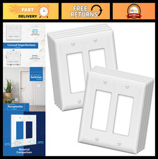 Matte Finish Decorator Switch Cover  Receptacle Wall Plate, 2-Gang, 10 Pack