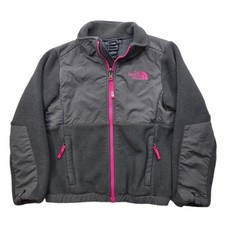 The North Face Fleece Jacket Girls XS 6 Gray Pink Zip Kids Hike Outdoors