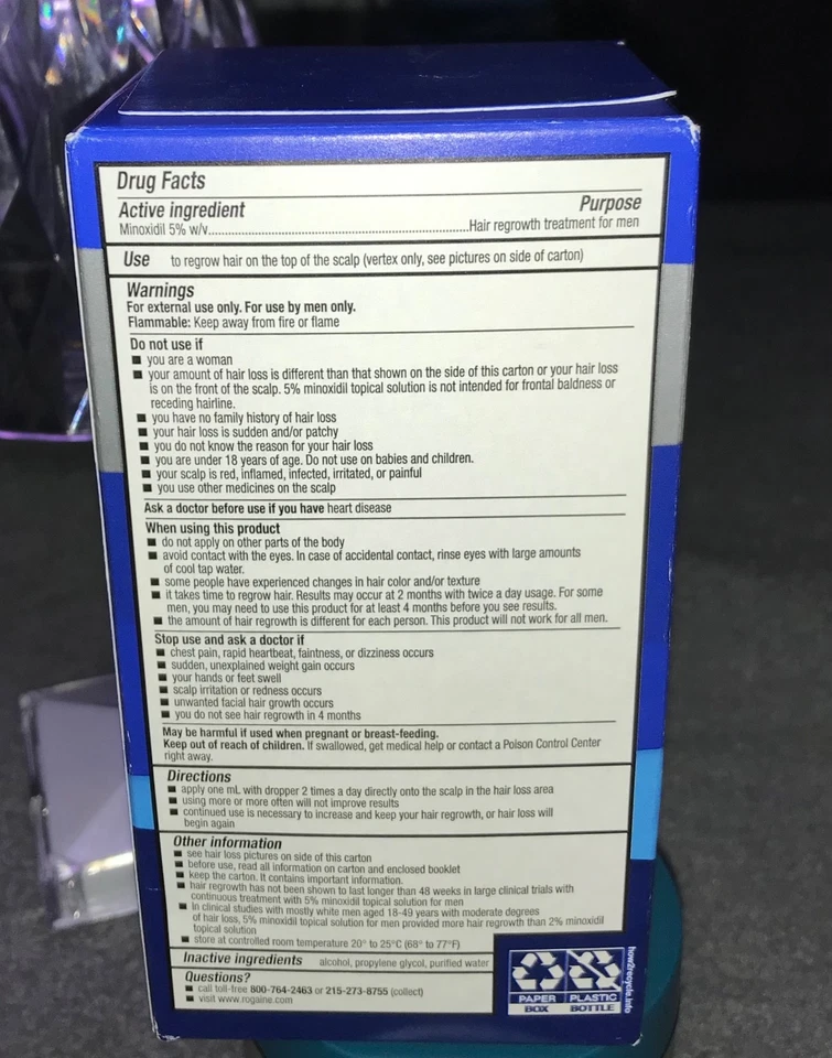 Rogaine Extra Strength masculino 5% solução tópica de minoxidil fornecimento de 1 mês NOVO/2028 - Imagem 3 de 4