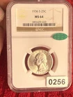 1936-S Washington Quarter 25C Silver NGC MS64 CAC Cert#1892439-020 ref#256