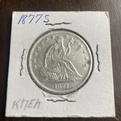 1877 Seated Liberty Half Dollar VG-F Free Seated Liberty Half Dollar