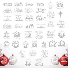 40 Pieces Christmas Nativity Stickers for Crafts Vinyl 40 Pcs White Nativity