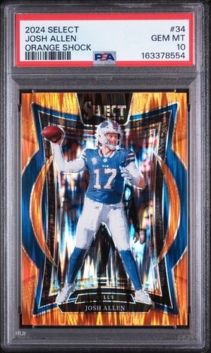 2024 Panini Select - Concourse Josh Allen #34 Orange Shock Prizm /499 PSA 10