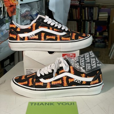 Size 10 - 2022 Brand New Vans Thrasher x Skate Old Skool Allover Thrasher Flame