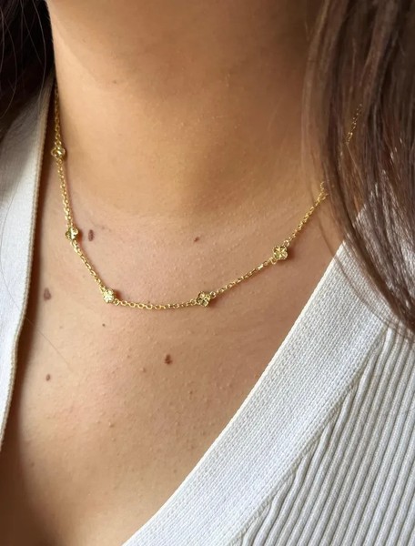 Alternate view of Four Leaf Clover Jewellery Pendant Necklace For Women 14k Yellow Gold Plated