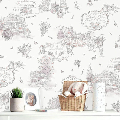 Heroad Floral Peel and Stick Wallpaper Pink and White Vintage Boho 17.3''X197''