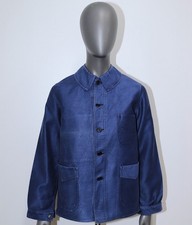 French Vintage 1940/50s Blue Moleskin Work Chore Jacket V Pocket LE FAVORI Sz S